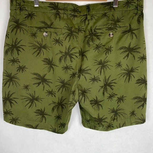 NWT Slate & Stone Green Palm Print Flat Front 7” Cotton Twill Short size 38 NEW - Picture 2 of 6